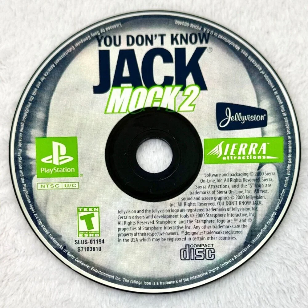 Sony PlayStation You Don't Know Jack Mock 2 2000 Sierra Games